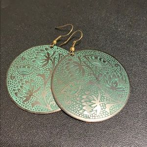 Turquoise Metal Statement Earrings
